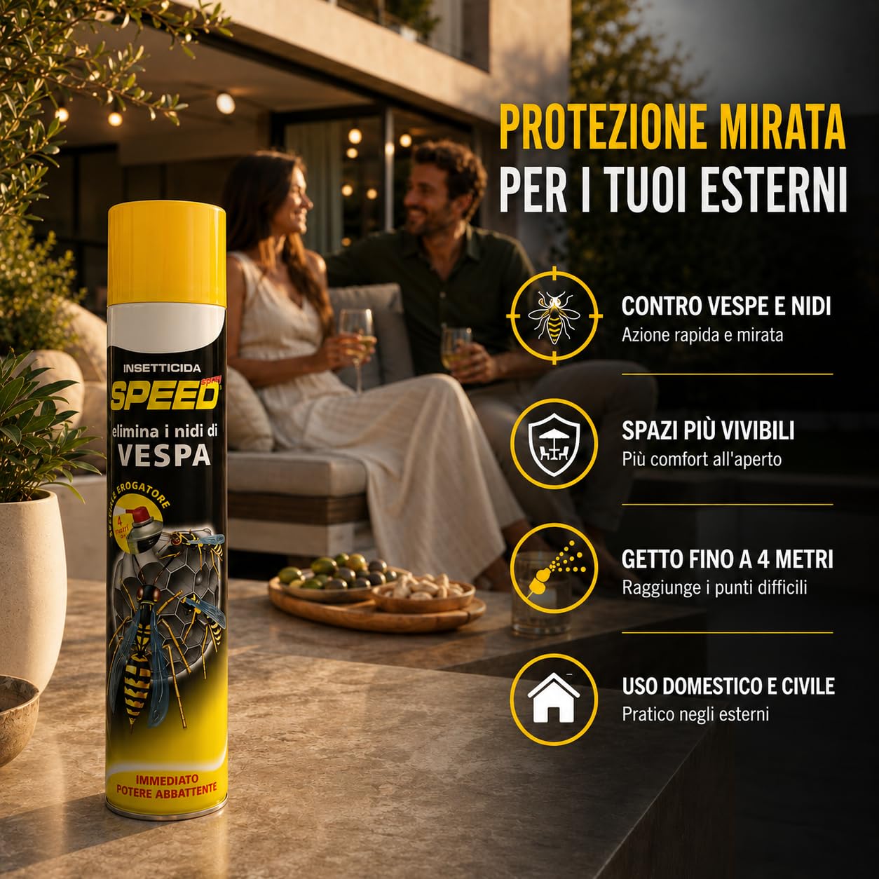 1 Bottiglia da 750 ml Speed Spray Vespe e Nidi - Lunga Gittata 4 metri | Uso domestico e civile; per grondaie, sottotetti e pensiline; effetto residuale e AZIONE RAPIDA