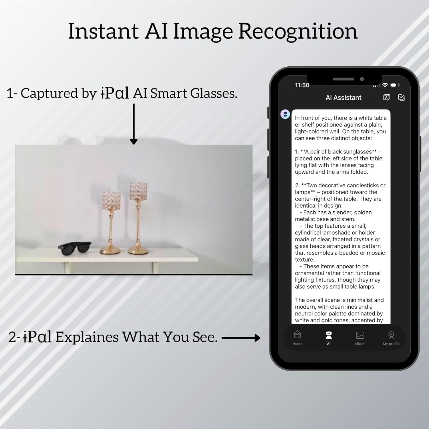 iPal Smart Glasses with 8MP HD Camera & Bluetooth Audio – AI Assistant, Real-Time Translation, Photo Recognition, IP67 Waterproof, 12H Music Playtime, Anti-Blue Light & Sunglasses Lenses Included