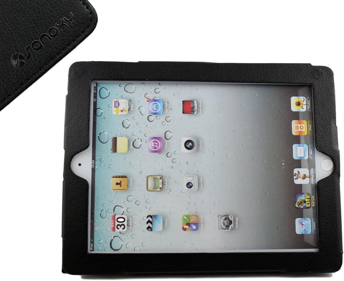 SANOXY IPAD 2/3/4 Vegan PU Leather Case With Stand for Apple IPAD 2/3/4 (Black)