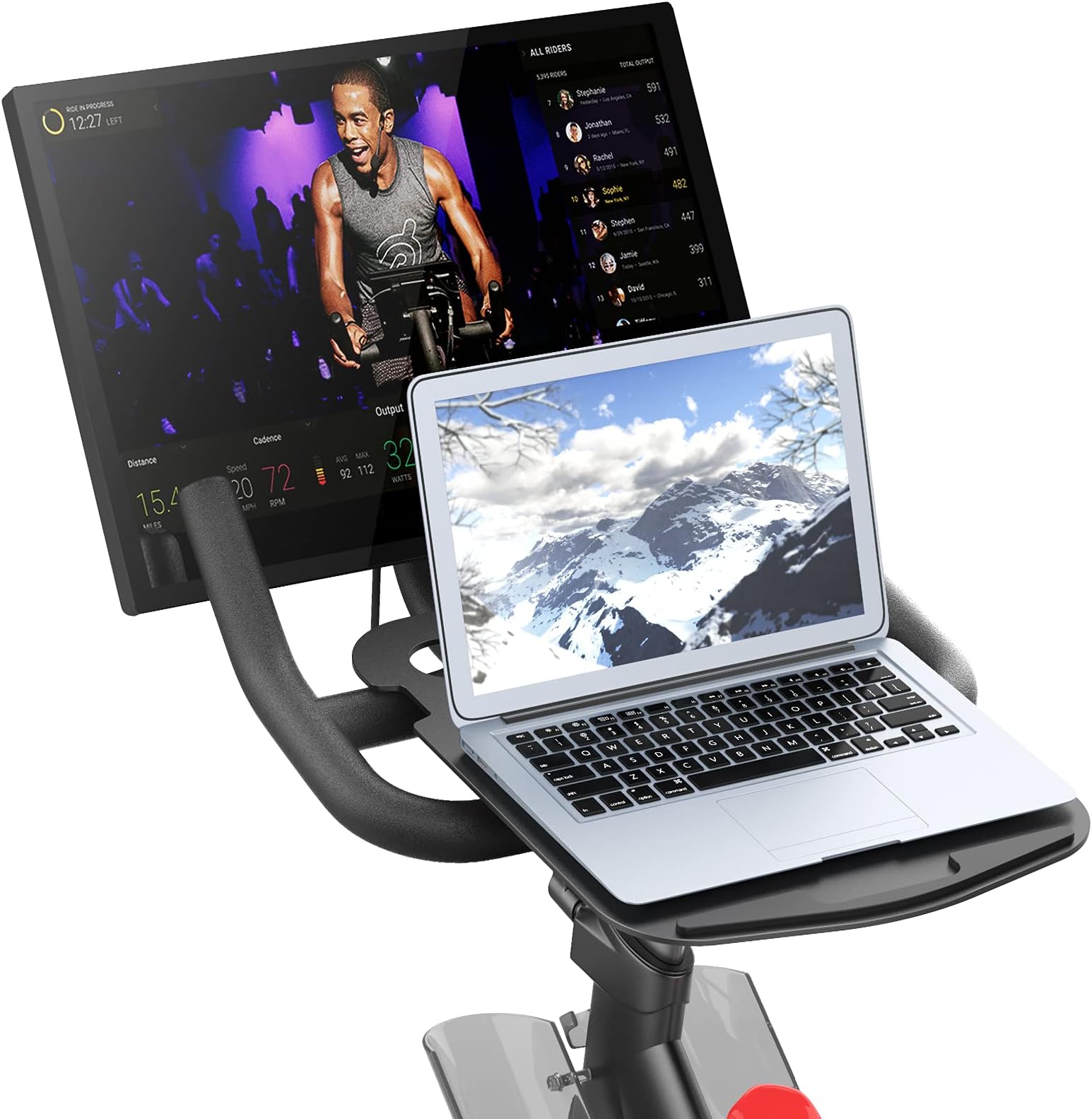 ZHANDEYUA All-New tabletop tray holder for Peloton bike Mount - Premium aluminum stand for tablets, laptops, books, phones, etc. - Riding work surface ,Bikes Accessories for Peloton (Not for bike+)