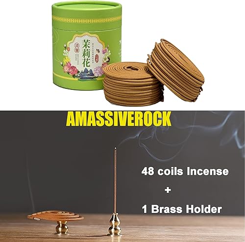 Miniatura 10 de Bobinas de incienso de rosas (48 piezas) Bobina de incienso y soporte de incienso de latón, bobinas de incienso chino natural, diseño en espiral