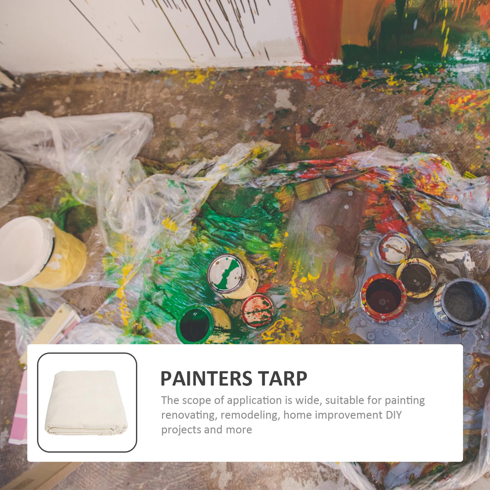 INOOMP Bâche Lors et Lavable Protection Projets pour Sol de Meubles en Tissu Coton Beige Résistante de Peinture et Bricolage