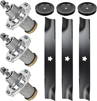 52-Inch Mower Deck Repair Kit Compatible with Hu sqvar na EZ5221, MZ5225, EZ5226 3 Spindles 539112170 & 3 Blades 510417801, 539112079 Included