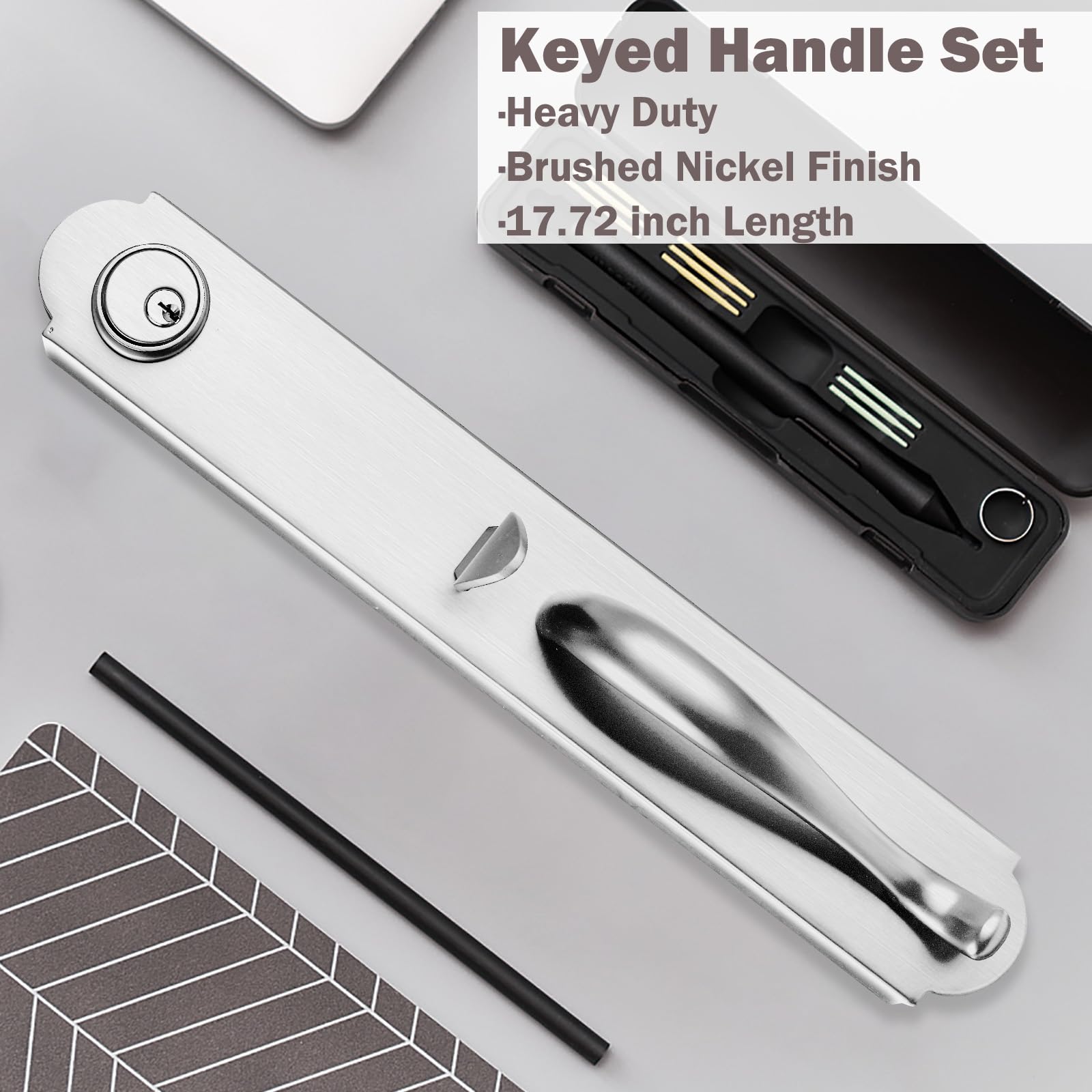 Brushed Nickel Front Door Lock Set - Secure Your Home -5