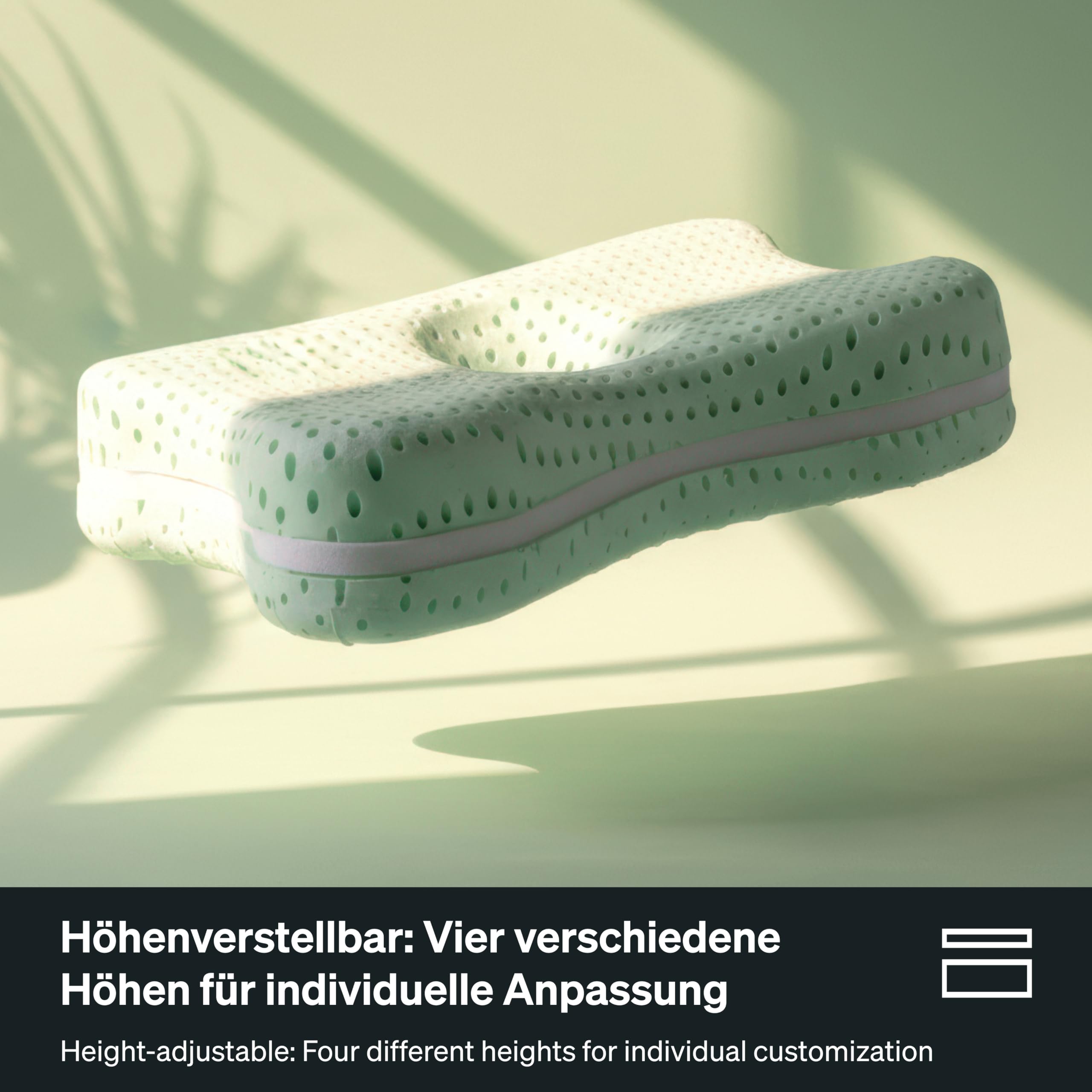 BLACKROLL® Recovery Pillow Plus (60x40 cm) – Höhenverstellbares ergonomisches Nackenkissen (6–13 cm) aus Memory Foam, für Seiten-, Rücken- & Bauchschläfer, Made in Germany