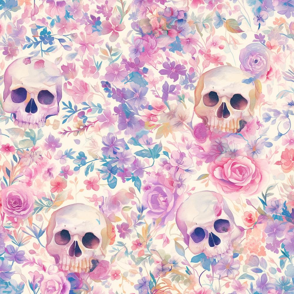 Papel pintado autoadhesivo Flores modernas y coloridasCalavera colorida Papel tapiz adhesivo papel de contacto papel de pared papel de pared fácil de despegar para mesita de noche cajón gabinete inq