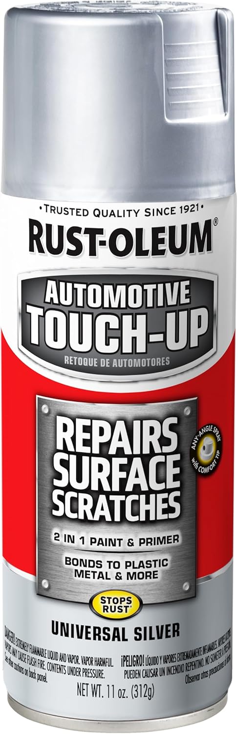 Rust-Oleum 292325 Bright White Automotive Touch-Up Spray Paint, 11 oz - 2-in-1 Primer for Cars, Trucks, SUVs