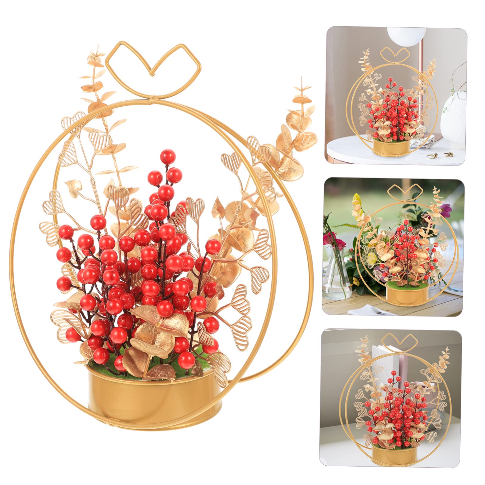 GALPADA Cesto di Fiori Finto Bacche Rosse Decorazione da Tavolo per Matrimoni Ornamento per Fest Matrimonio Decorazione per Tavoli da Pranzo per Decorazioni Nuziali Casa