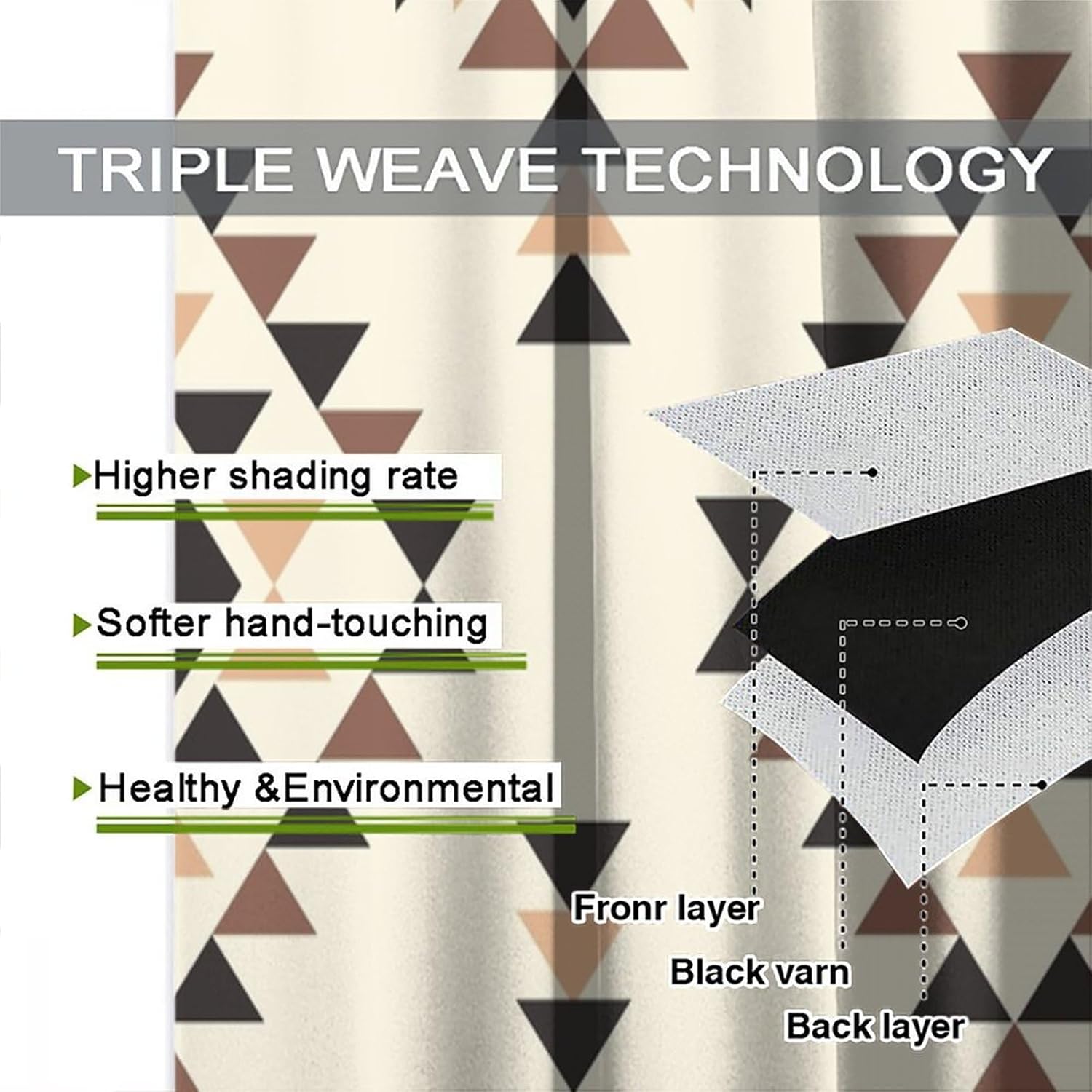 YCness Tribal Geometric Pattern Window Curtains, Southwestern Style Aztec Treatments for Living Room Bedroom Decor, Rustic Western Native American Drapes 2 Panel Sets,42x45 Inch - Image 7