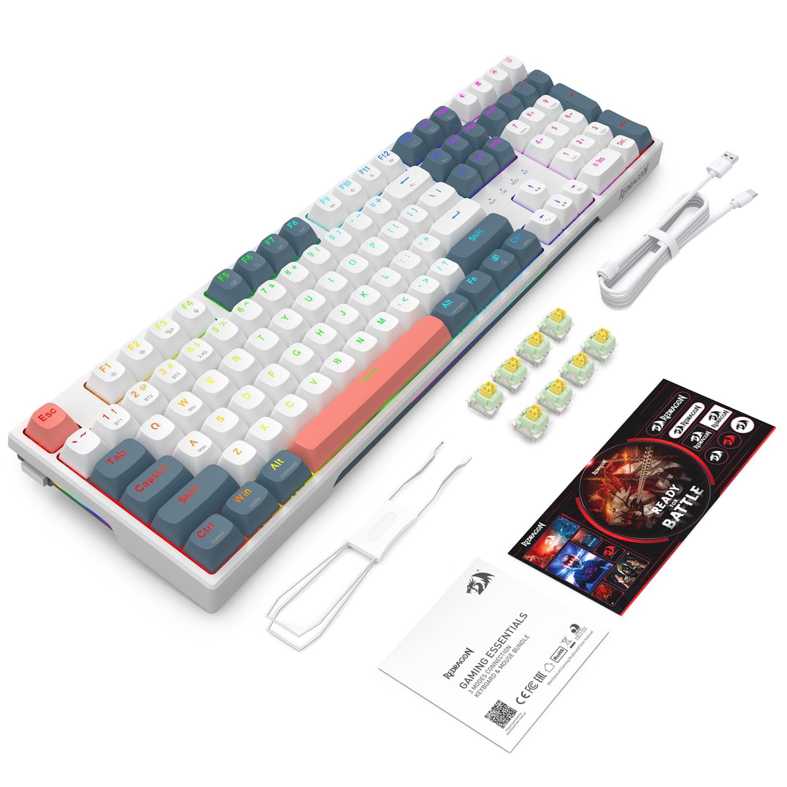 Redragon K668 PRO Wireless 108-Key Gasket RGB Gaming Keyboard, 4 Hotkeys view 6