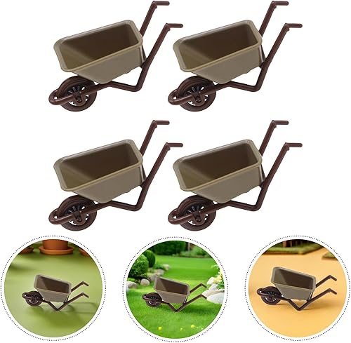 Miniatura 16 de Zerodeko 4 modelos de carrito de simulación, mini carretillas para casa de muñecas, accesorios de carretilla en miniatura para figuras de acción