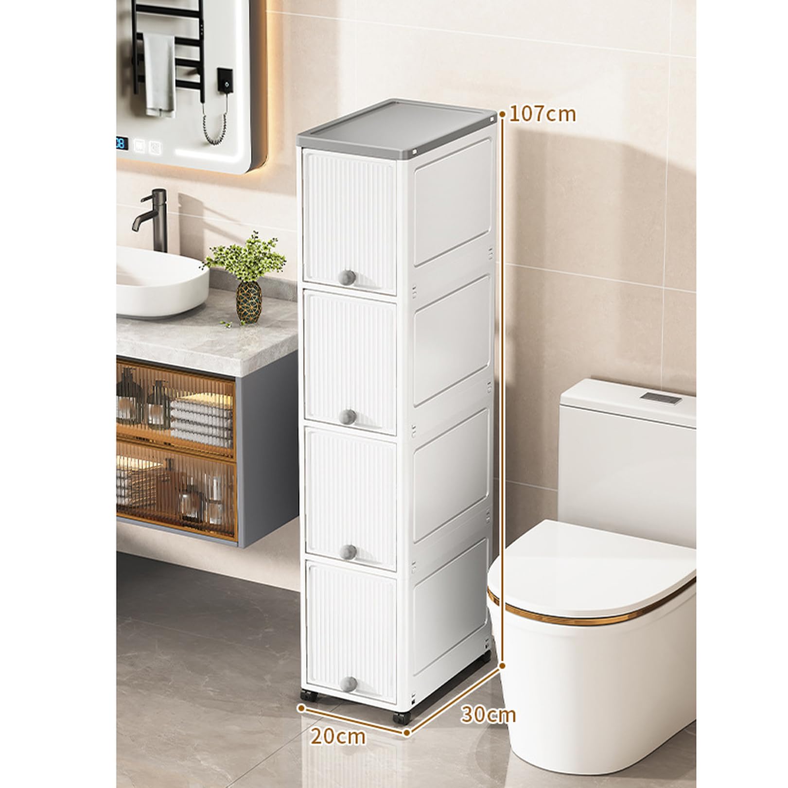 Amazon｜[SDS] 隙間収納 スリム 収納 キッチンチェスト プラスチック