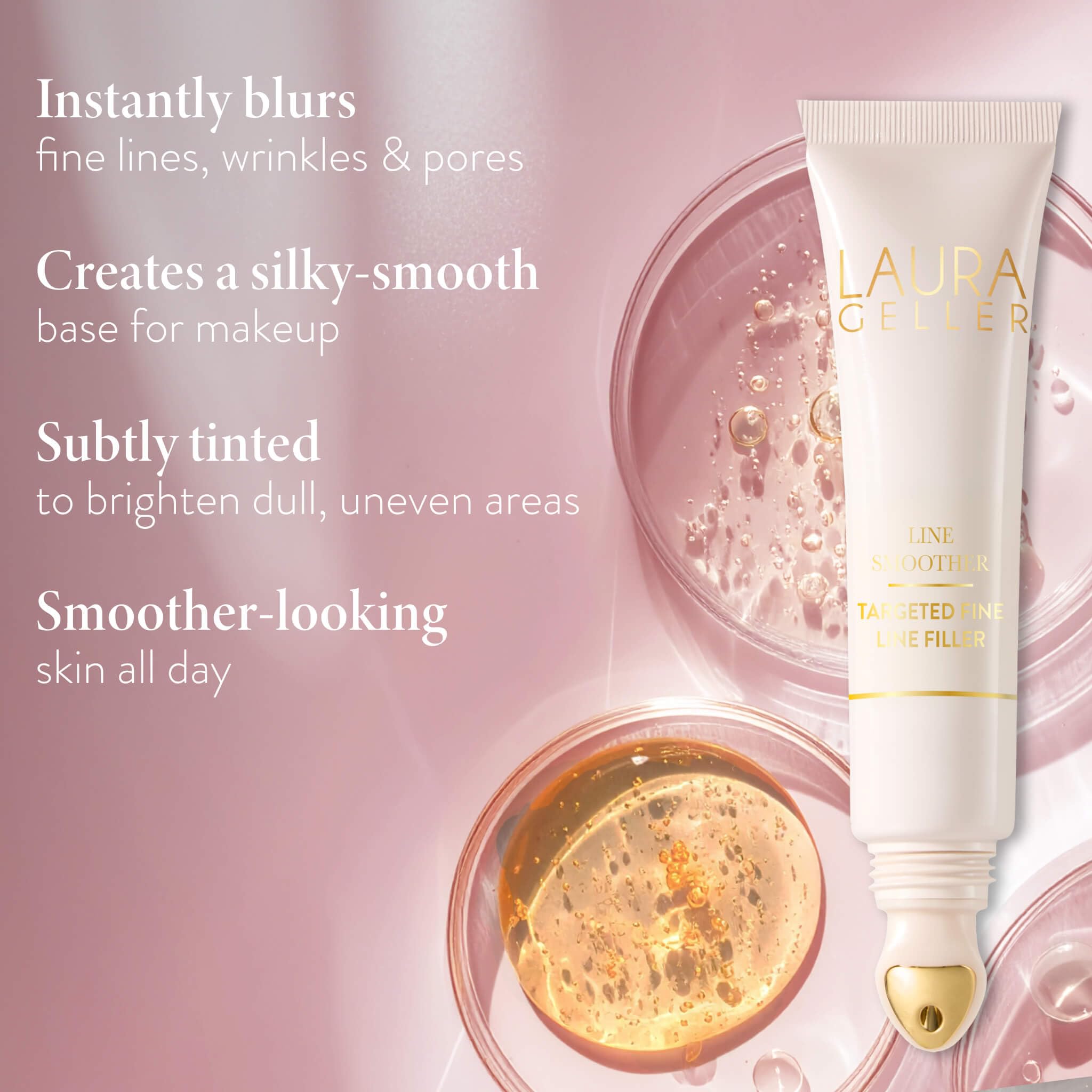 LAURA GELLER Line Smoother Mirated Fine Line Filler | Primer istantaneo per rughe e pori, leggermente colorato, con vitamina C e niacinamide per pelli mature