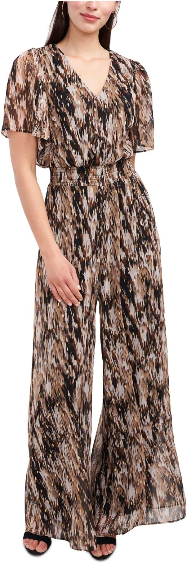 MSK Womens Wide Leg Smocked Jumpsuit