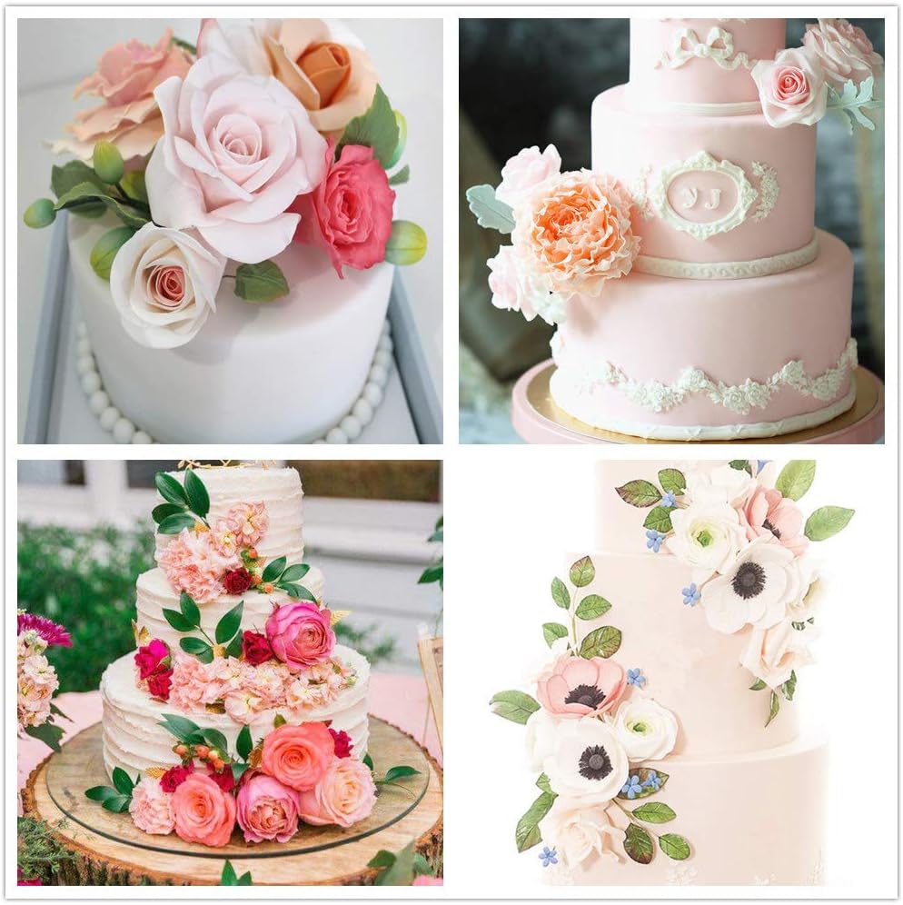 16set Gum Paste Flower Tools Kit- 8set Flower Silicone Mold and 8set Stainless Steel Fondnat Cutter Gumpaste Cookie Cutter Sugarcraft Making tools for Wedding,Birthday Cake Decorating