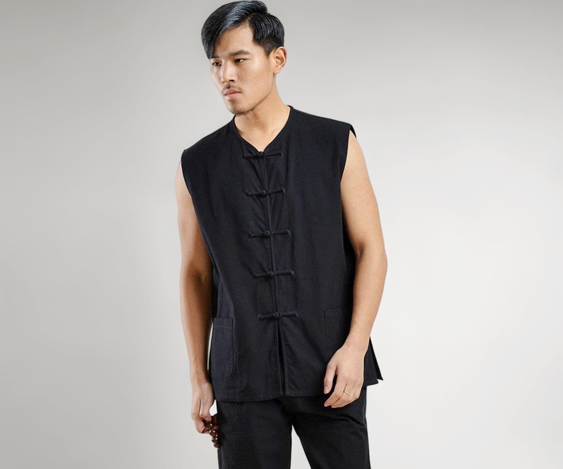 Kung Fu Uniform Vest - Chinese Traditional Qi Gong Martial Arts Wing Chun Shaolin Tai Chi Training Cloths Apparel