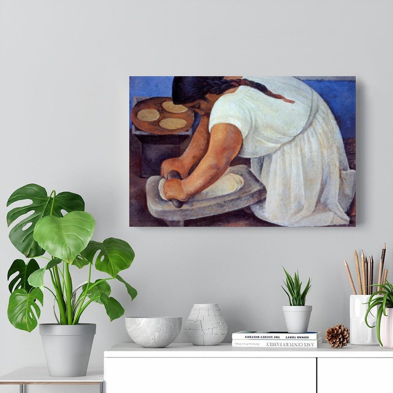 Frau Beim Mahlen Von Mais Poster Canvas Print Art Rustic Modern Wandkunst Gemälde Bilder Wanddeko Elegant Wohndeko Für Wohnzimmer Küche Schlafzimmer by Diego Rivera's Modern Home Schlafzimmer Wand Kun