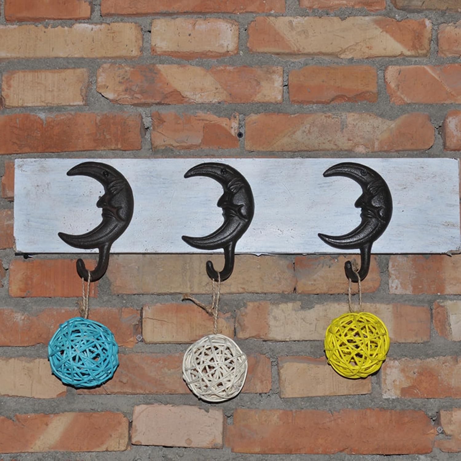 2Pcs Moon Wall Hooks,Cast Iron Hook for Hanging Coats, Bags, Pot Matching Screws and Anchors Included (A)