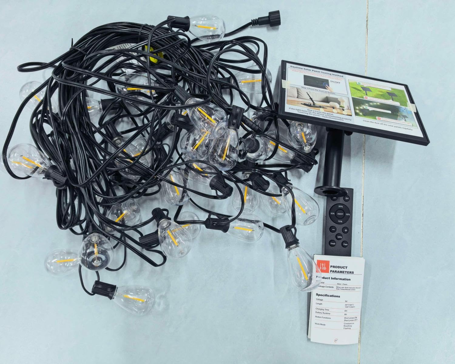 Luci solari a festone con telecomando, 30,5 m
