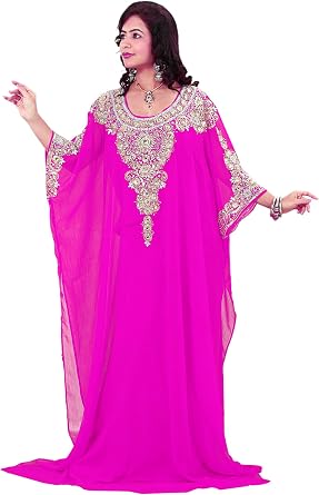 KoC Womens Kaftan Maxi Dress Farasha Caftan KFTN113-Pink