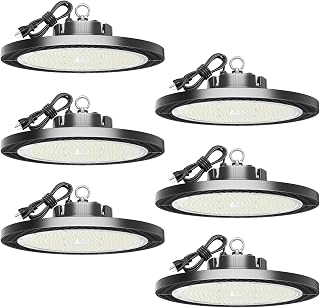 6 Packs 300W High Bay Shop Lights - UFO Led high Bay Lights, 42000LM 5000K Daylight, Waterproof Led Shop Light for Garage, Warehouse, Barn, Factory, Super Bright Commercial Bay Lighting