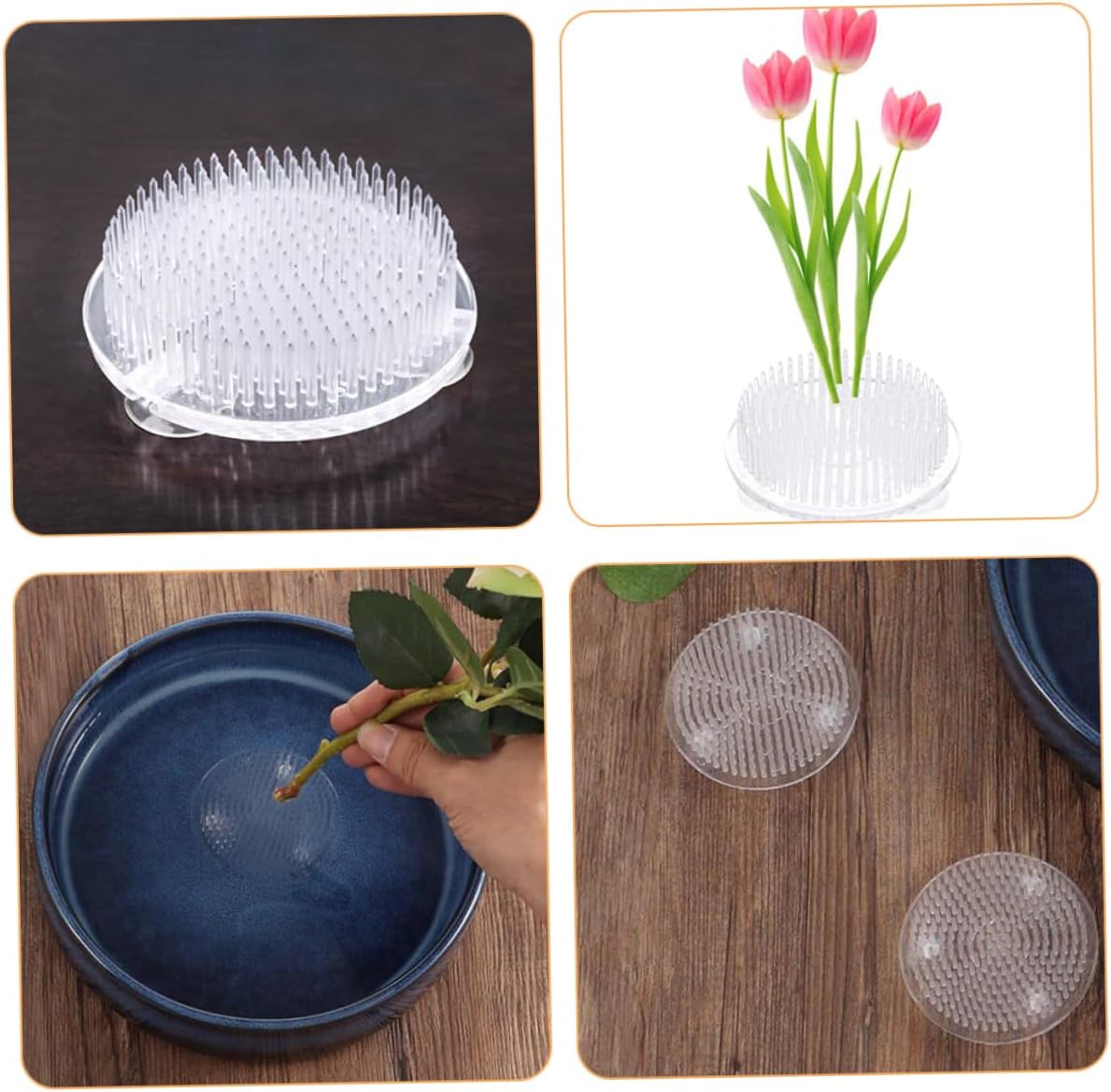BEBEMOKO Floral Arrangement Pin Frog Tool Transparent Flower Frog for Vases Sturdy Pin Holder for Fixing Flowers Easy to Use for Home Decoration and Floral Design