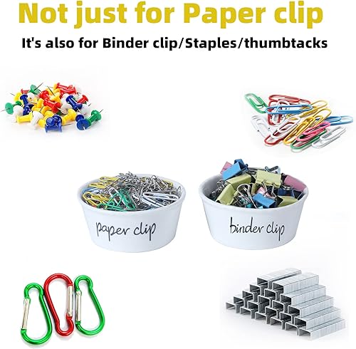 Miniatura 4 de ONTUBE Juego de soporte de clip de papel de cerámica y soporte de clip para carpeta (turquesa)