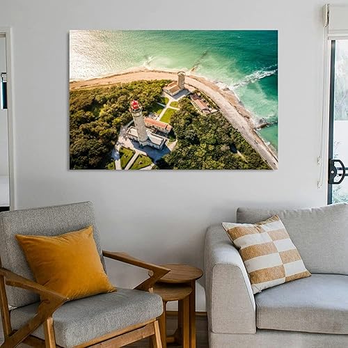 Miniatura 2 de Drone aéreo disparó el faro de Phare des Baleines las ballenas en el sol, lienzo decorativo para pared, cuadros para dormitorio, decoración de pared