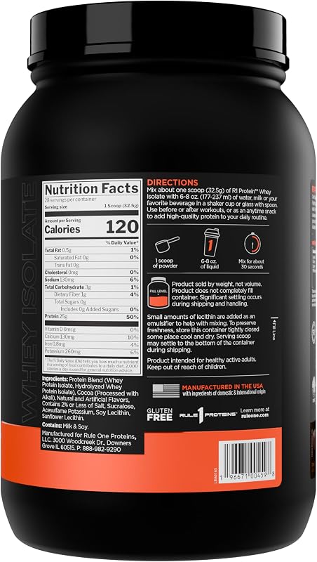 Rule One Proteins, R1 Protein - Chocolate Peanut Butter, 25g Fast-Acting, Super-Pure 100% Isolate and Hydrolysate Protein Powder with 6g BCAAs for Muscle Growth and Recovery, 2lbs image 2