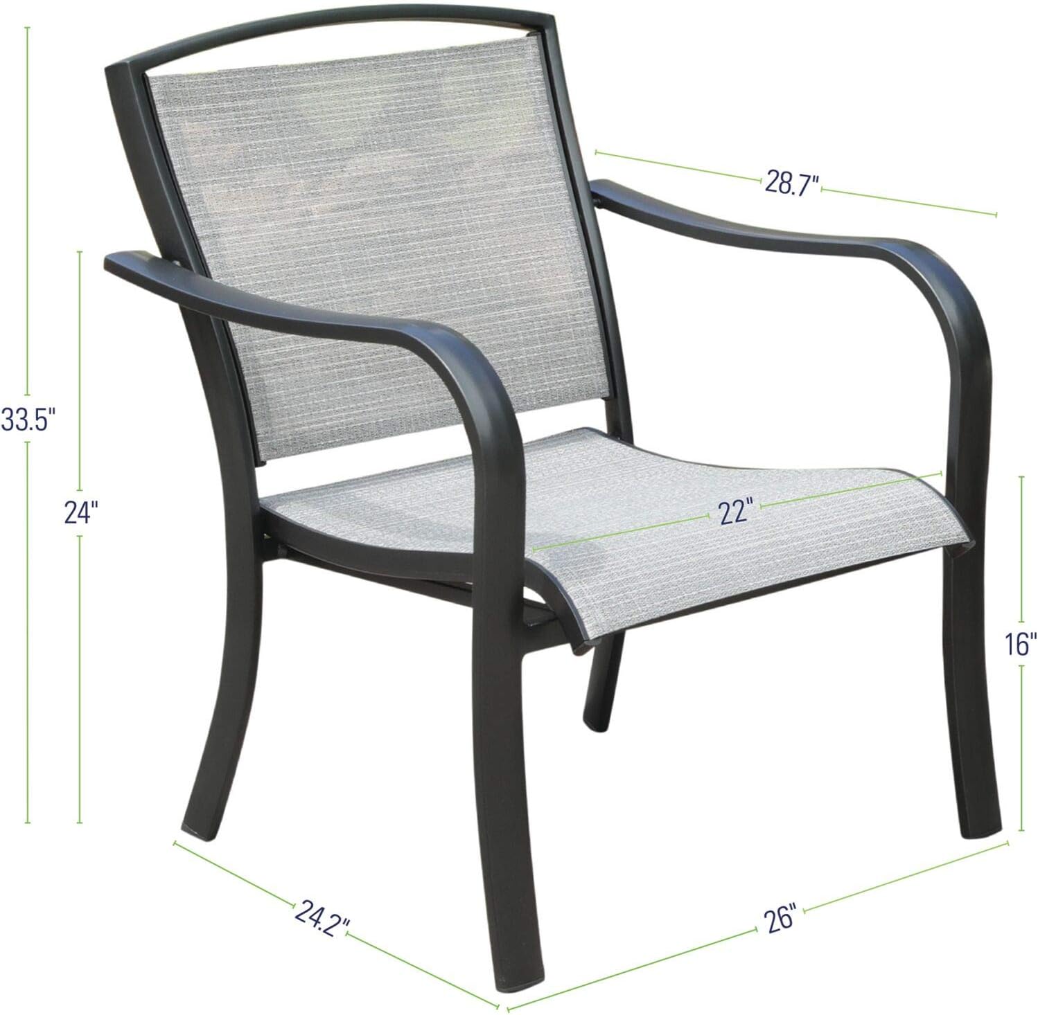 Hanover Foxhill All-Weather Grade Aluminum Lounge Chair with Sunbrella Fabric, FOXHLSDCHR-1GMASH Commercial Outdoor Furniture, Gunmetal/Ash Sling : Patio, Lawn & Garden