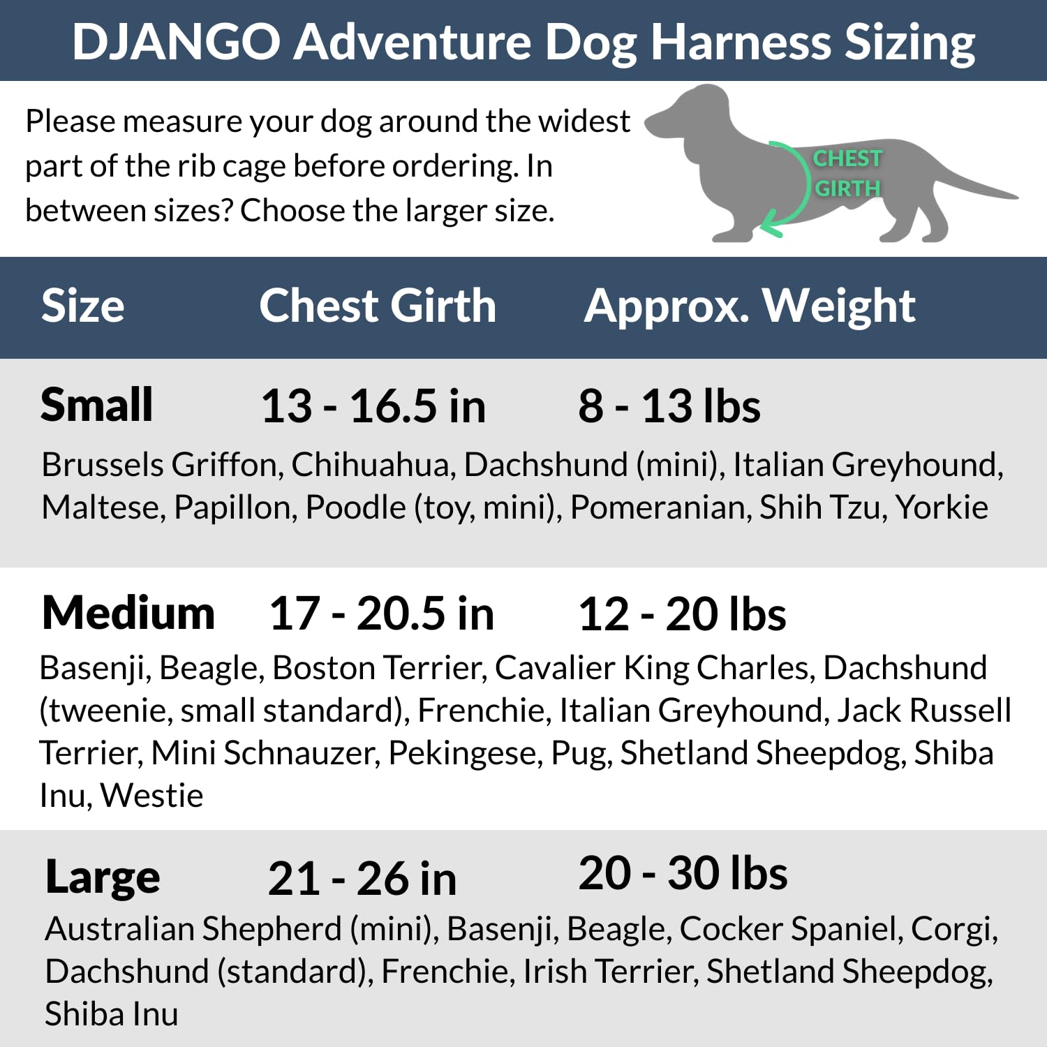 DJANGO Adventure Hundegeschirr - Bequemes, strapazierfähiges und reflektierendes Neopren Hundegeschirr für Outdoor-Abenteuer und Alltag - Verstellbares Design mit massiven Messingbeschlägen (Medium