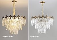 Vista 4 de A Million Modern Pendant Chandelier, 8-Light Round 24" LED Ceiling Light, 3-Tier Crystal Hanging Clear Lampshade Lighting Fixture for Dinning Rooms