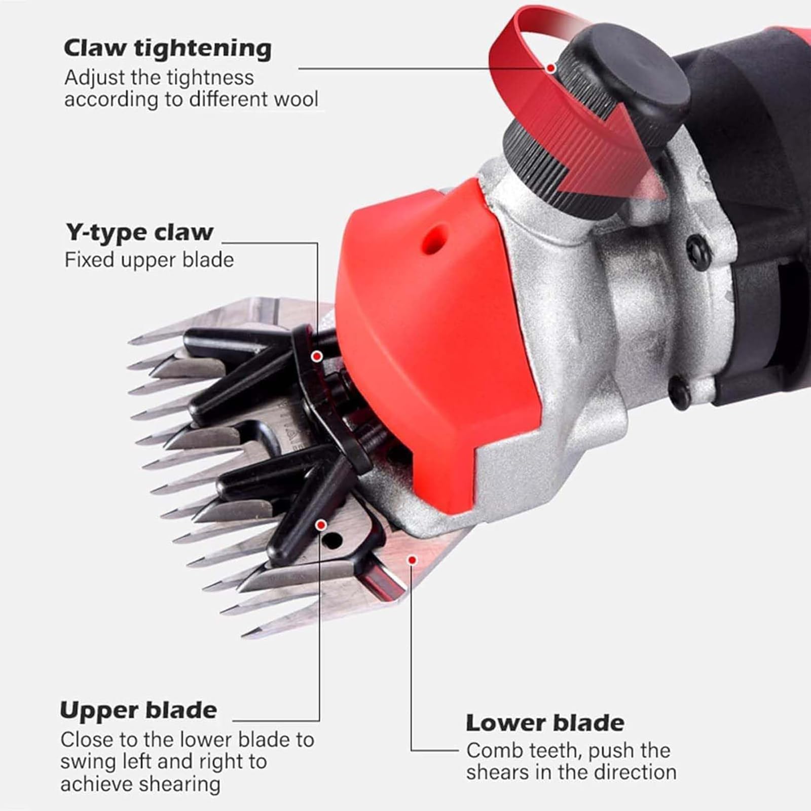 Tosatrice Elettrica per Pecore Senza Fili, Tosatrice per Tosatura Animali Ricaricabile 550W, Resistente con 2 Batterie E Lame Ricambio, Tosatrice Elettrica Professionale A 6 Velocità,13-tooth