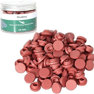 20mm Red Vial Rubber Stoppers (100 Count) Mushroom Self Healing Injection Ports Solid Seal, for Glass Vial and Liquid Culture Jars, Can Be Sterilized by Steam and Repeated Used