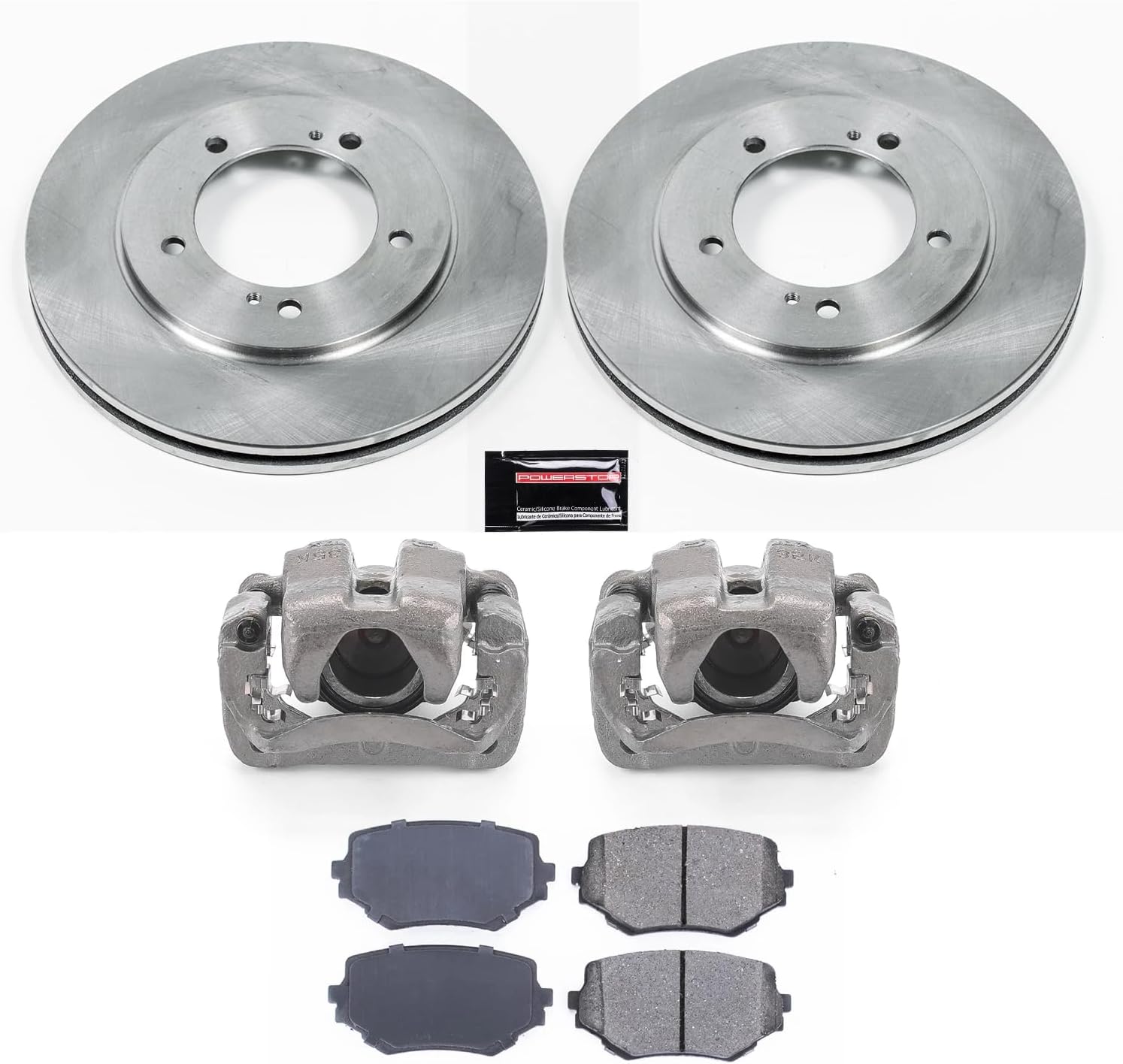 PowerStop Front Brake & Caliper Kit For Suzuki Grand Vitara 2000-05 | Suzuki XL-7 2002-04 - Ceramic Brake Pads + Stock Rotors Replacement + Calipers, KCOE5109