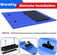 Set de montaj pentru panouri solare Warmfay, profil din aluminiu negru de 12 cm cu consolă reglabilă pentru 4 panouri solare, pentru acoperiș plat și tablă trapezoidală, 30-35 mm 4