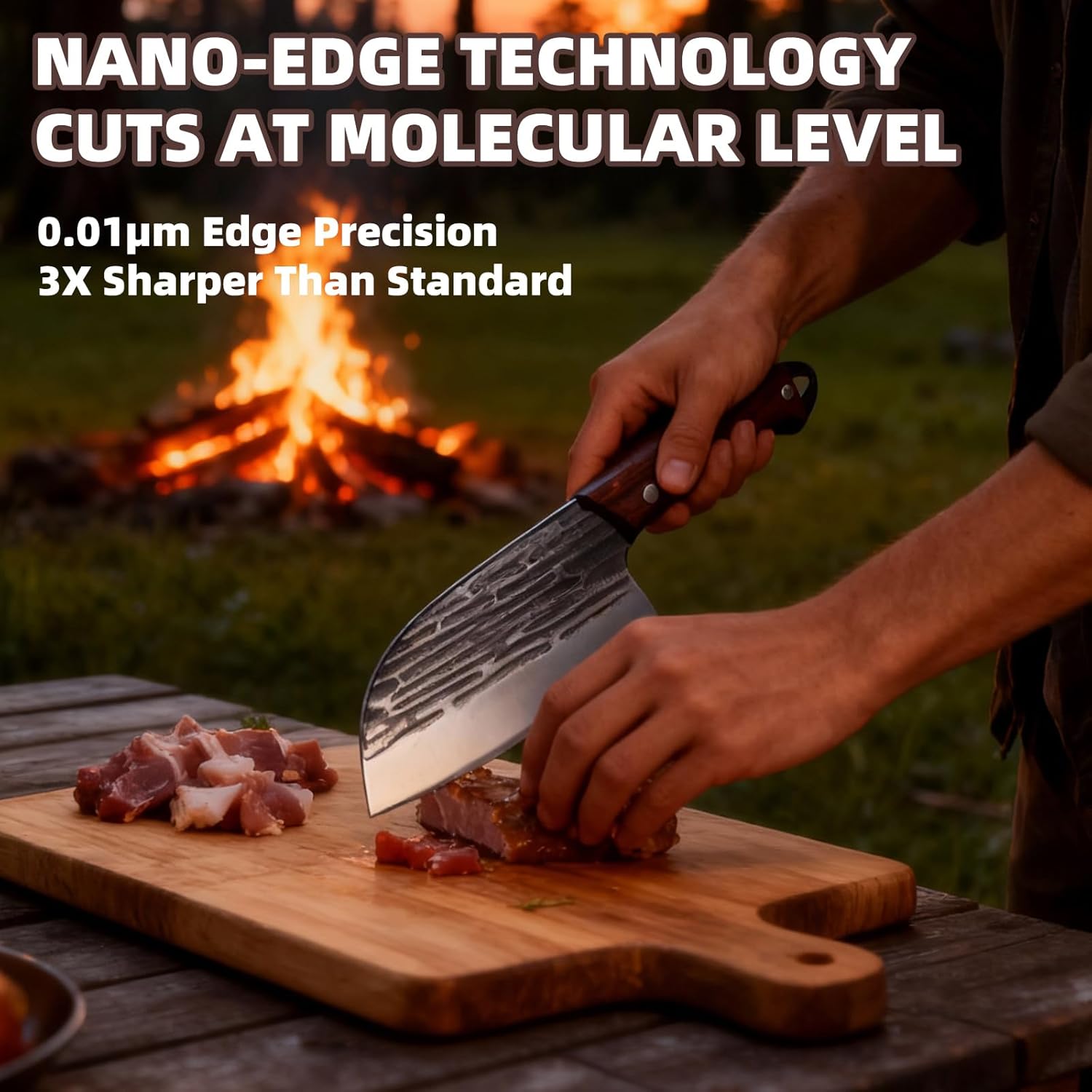 KOFERY Hand Forged Damascus Chef Knife Set with Roll Bag and Sharpener - Ideal for Culinary, Camping and BBQ(Dark-Red Handle)