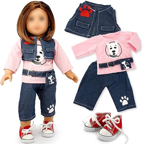 Miniatura 9 de Oct17 Ropa de muñeca para niña americana de 18 pulgadas para muñecas de 18 pulgadas, armario, cambio de imagen Outift Navidad Santa Casual Dress