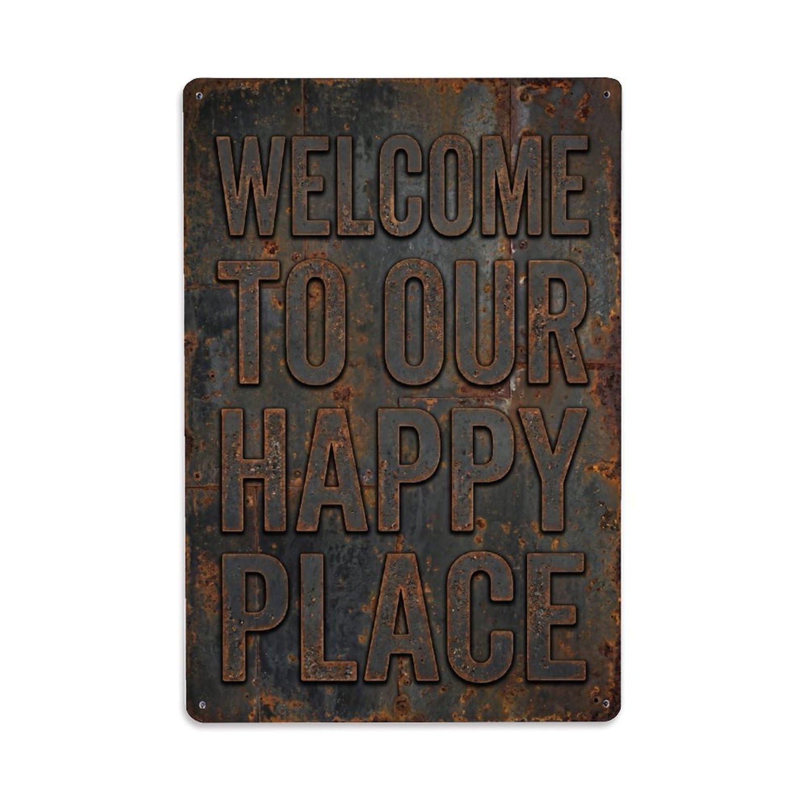 Welcome Industrial Entryway Typography Metal Tin Sign Plaque Wall Decor for Cafe, Club Bar, Office, Home Garden Metal Poster 8x12Inch