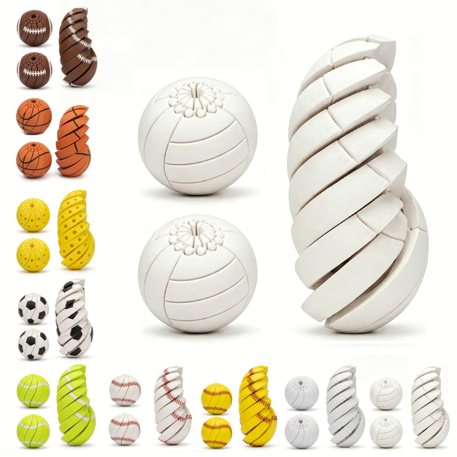 ​Football Fidget Spinner, Baseball Spinner, 3D Printed Fidget Ball, 2PC Stress Relief Toy, Interactive Twisted Sphere, Focus Enhancement, Desk Toy for Kids and Adults-volleyball