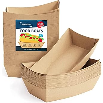 Currywurst Bowl 3 LB Brown Pack of 250 Cardboard Bowls Leak-Proof & Freezer Safe Disposable Bowls Finger Food Bowls and Snack Bowls Disposable Party Quantities on Nacho Bowl Hotdog Paper Taco