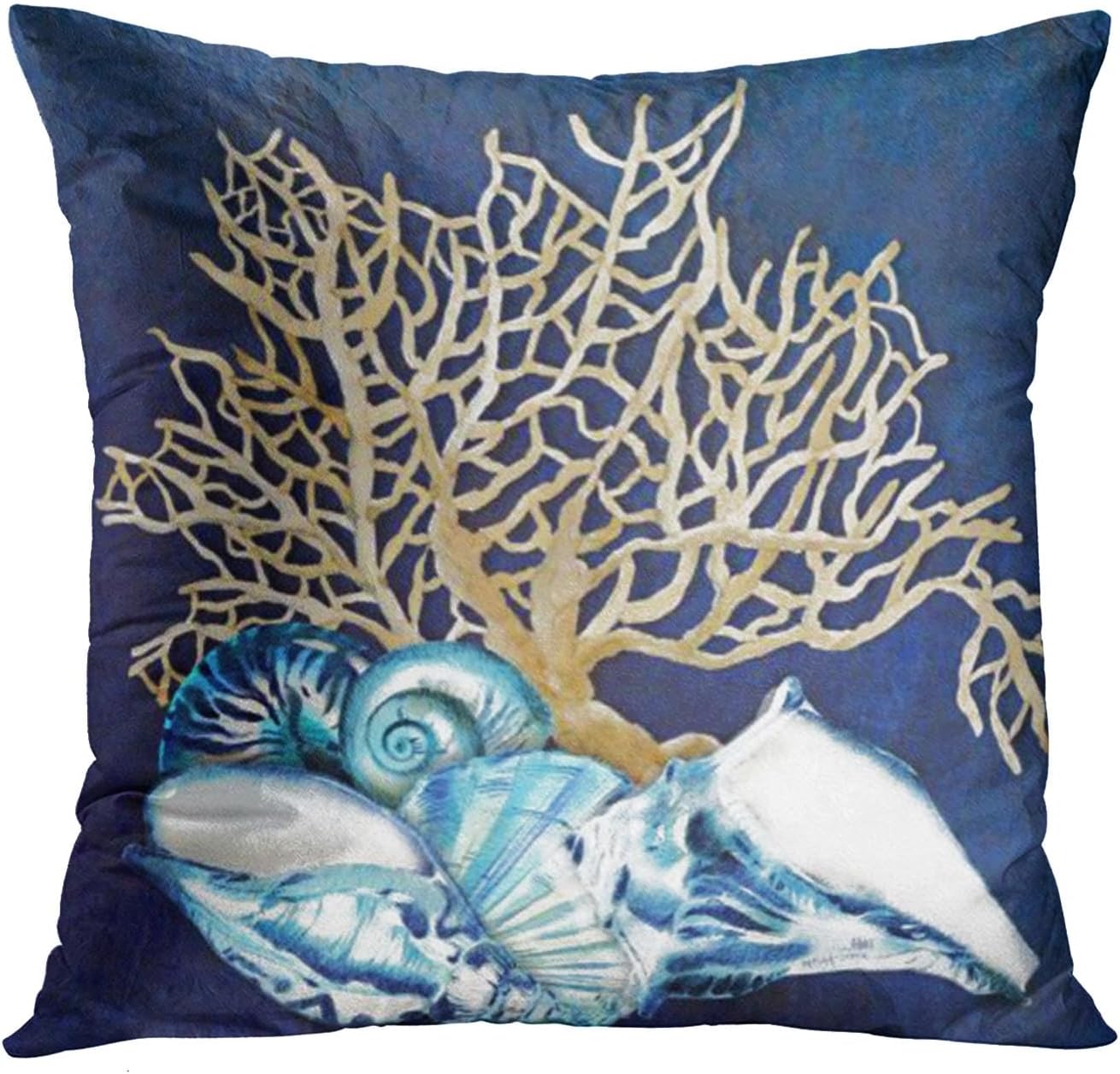Emvency Throw Pillow Covers, 18 x 18 Inch, Nautical Ocean Coral