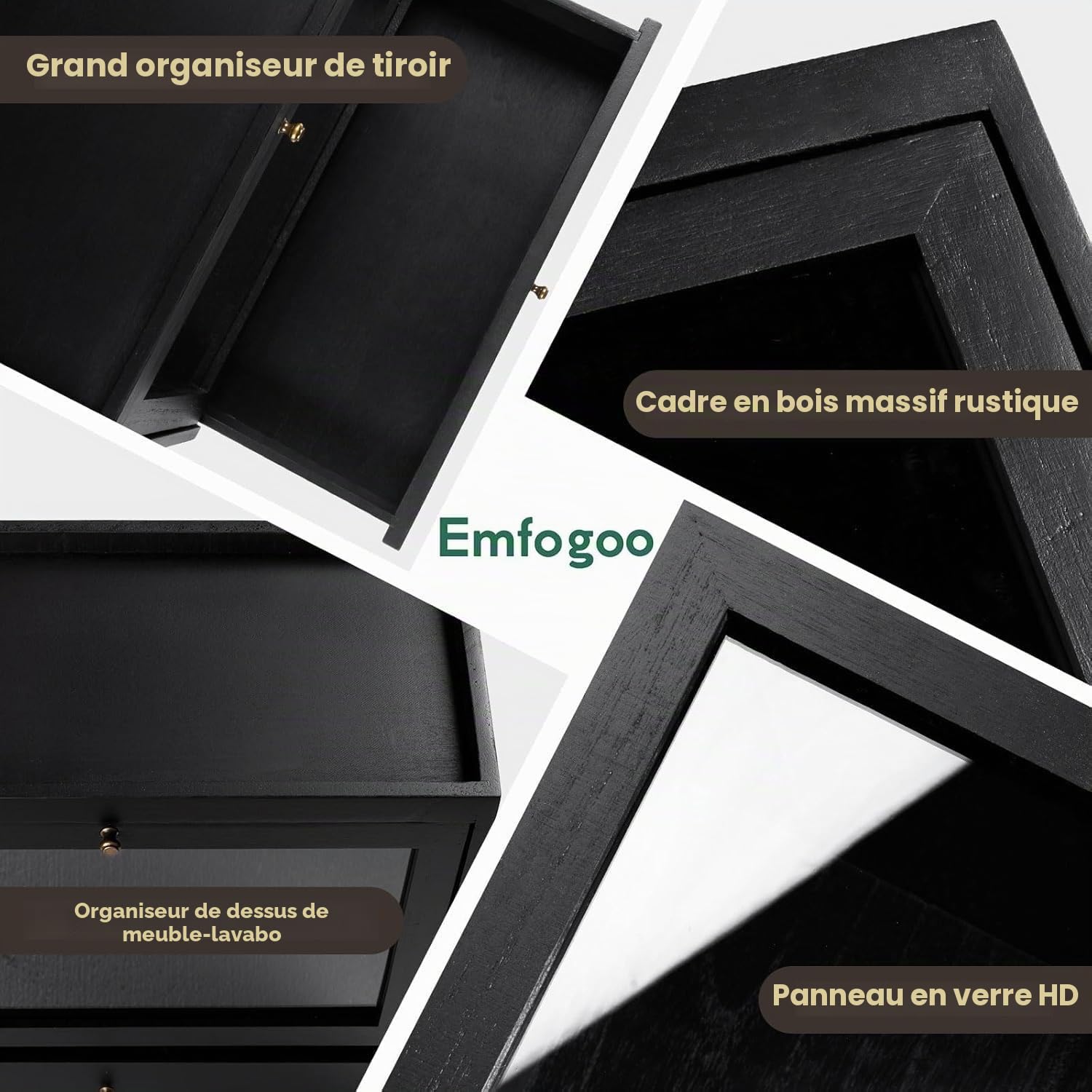 Rangement Parfum Homme, Porte Parfums en Bois, Grande Capacité Organisateur Parfums avec Tiroir, Présentoir Parfum pour Parfums, Bijoux, Excellent Cadeau (Noir)