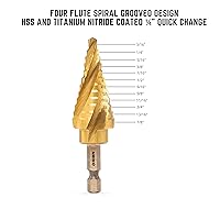 Vista 2 de NEIKO 10180A Broca Escalonada de Acero en Espiral de Cambio Rápido para Metal con Diseño Ranurado en Espiral de 4 Flautas, Multiherramienta de Acero