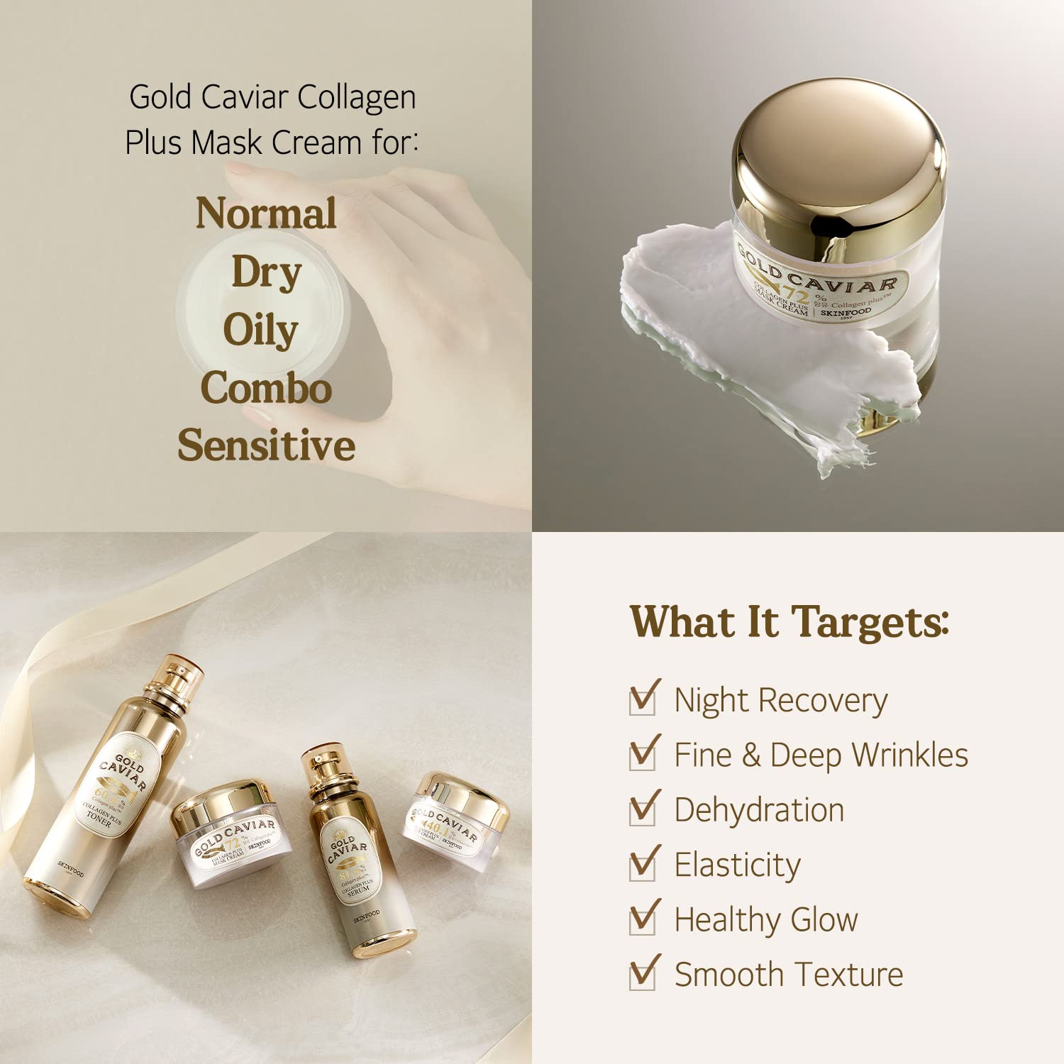 Amazon.com : SKINFOOD Gold Caviar Collagen Plus Mask Cream 1.69fl