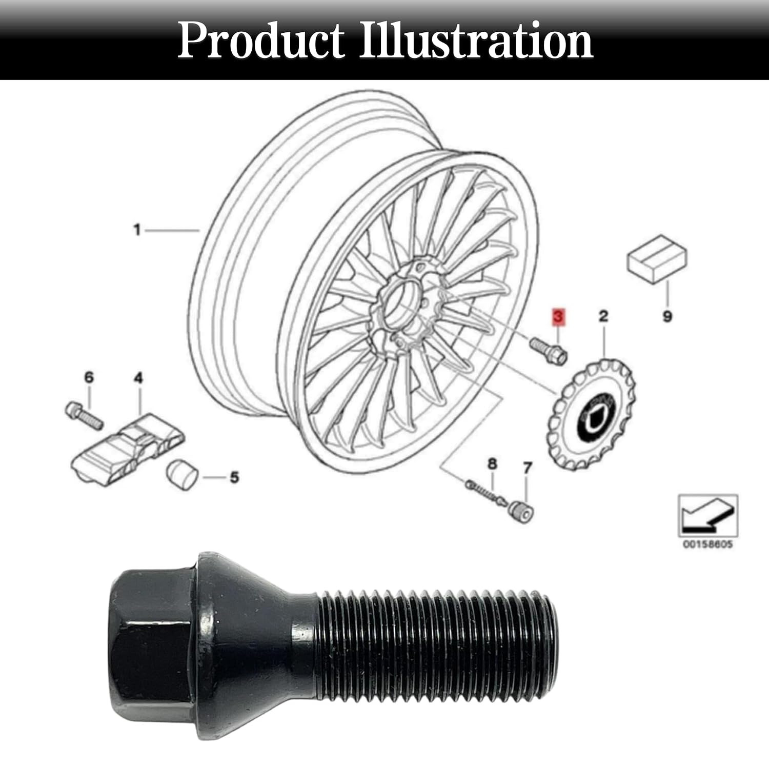 5Pcs Wheel Lug Bolt M14*1.5 for BMW E65 E66 745 750 760 E83 X3 Replace 36136781152