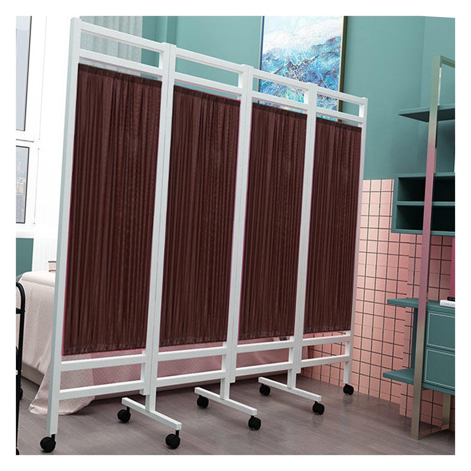 Séparateur de pièce portable sur roulettes pour masquer les regards indiscrets