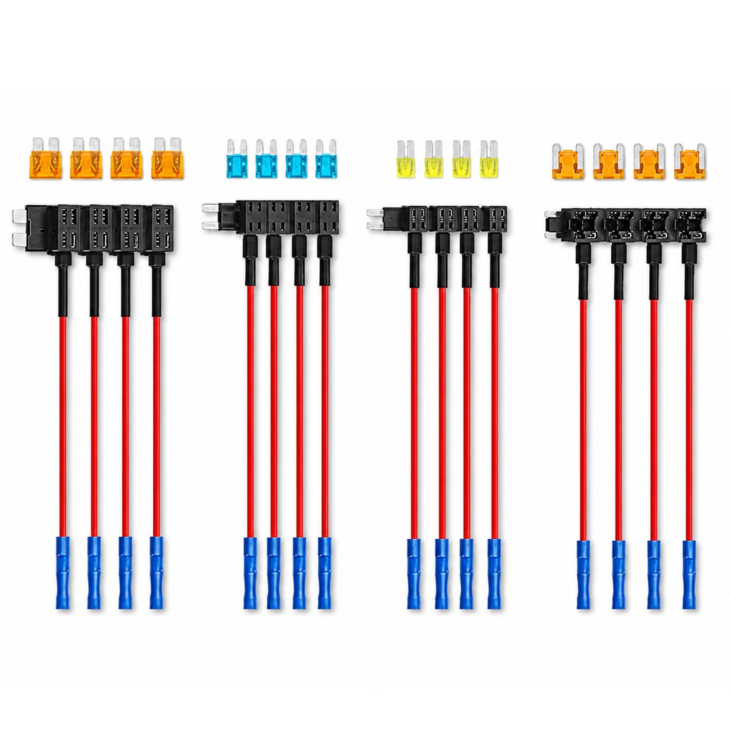 16Pcs Fuse Tap Kit Add A Circuit Adapter, Piggyback Blade Fuse Holder for Car 12V/24V, Mini Low Profile Fuse Tap Set for Dash Cam GPS LED Lights