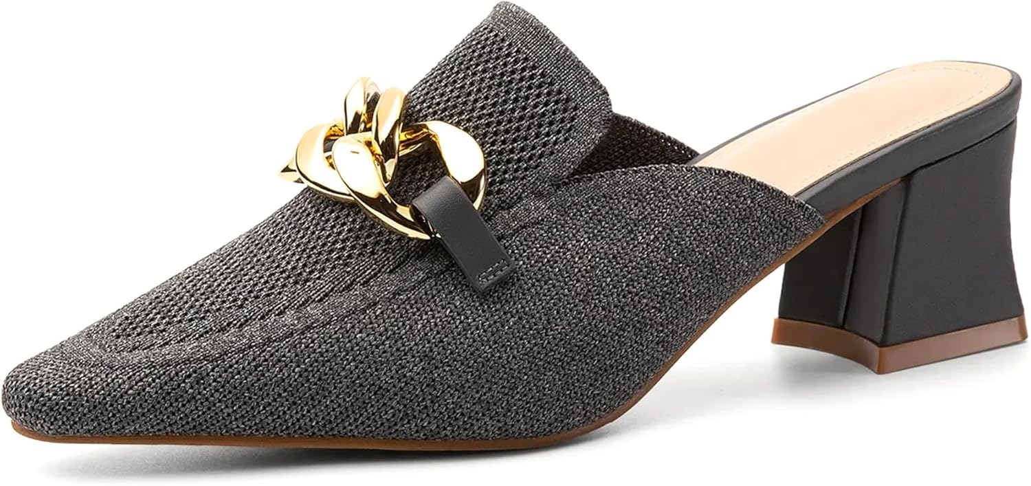 NEWBELLA Women's Pointed Toe Heeled Mules