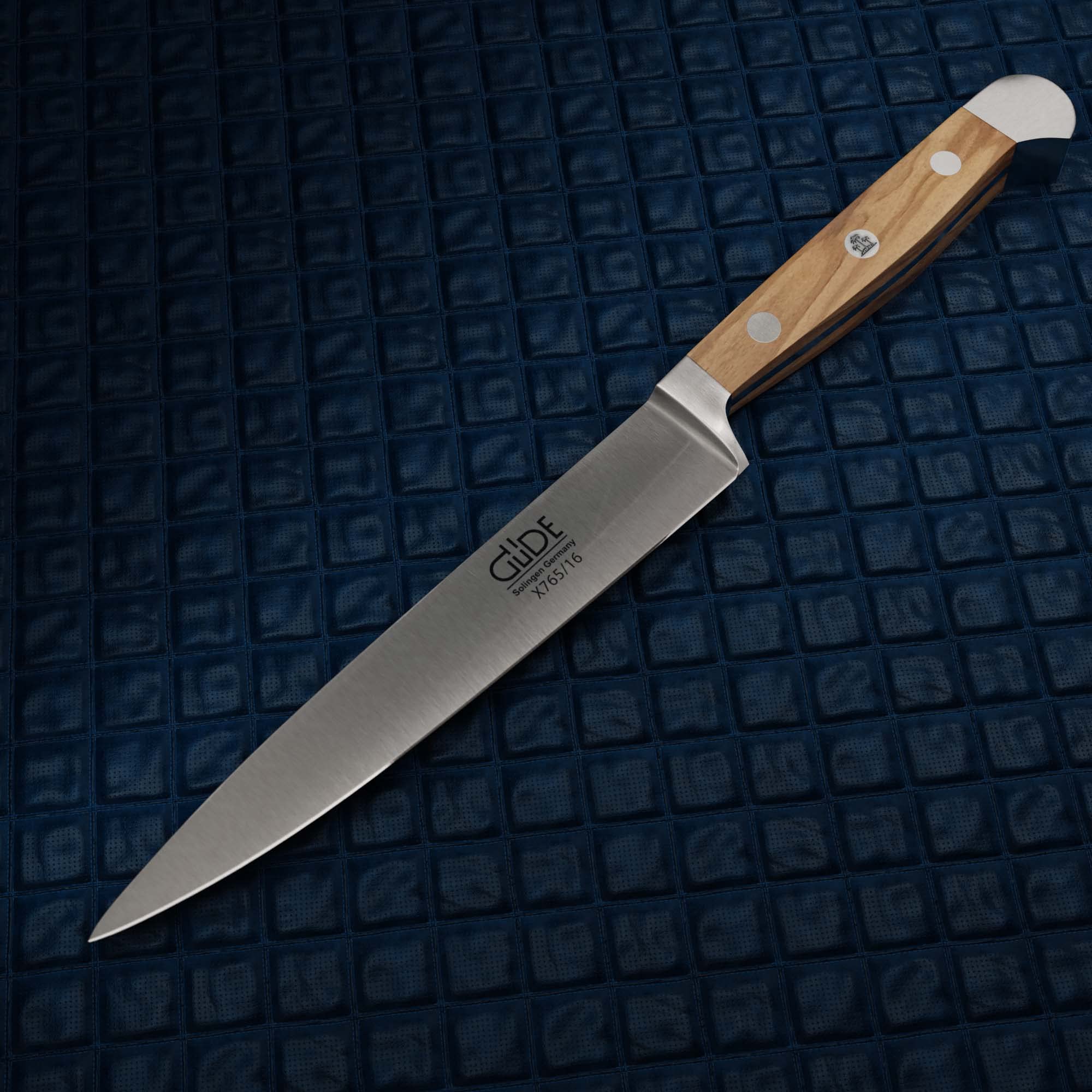 Güde X765/16 Solingen - Zubereitungsmesser geschmiedet, 16 cm, Olivenholz, ALPHA-OLIVE, Küchenmesser, Doppelkropf, Handmade Germany